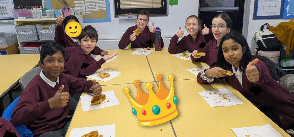 Children enjoying galette des rois — French king cake tradition